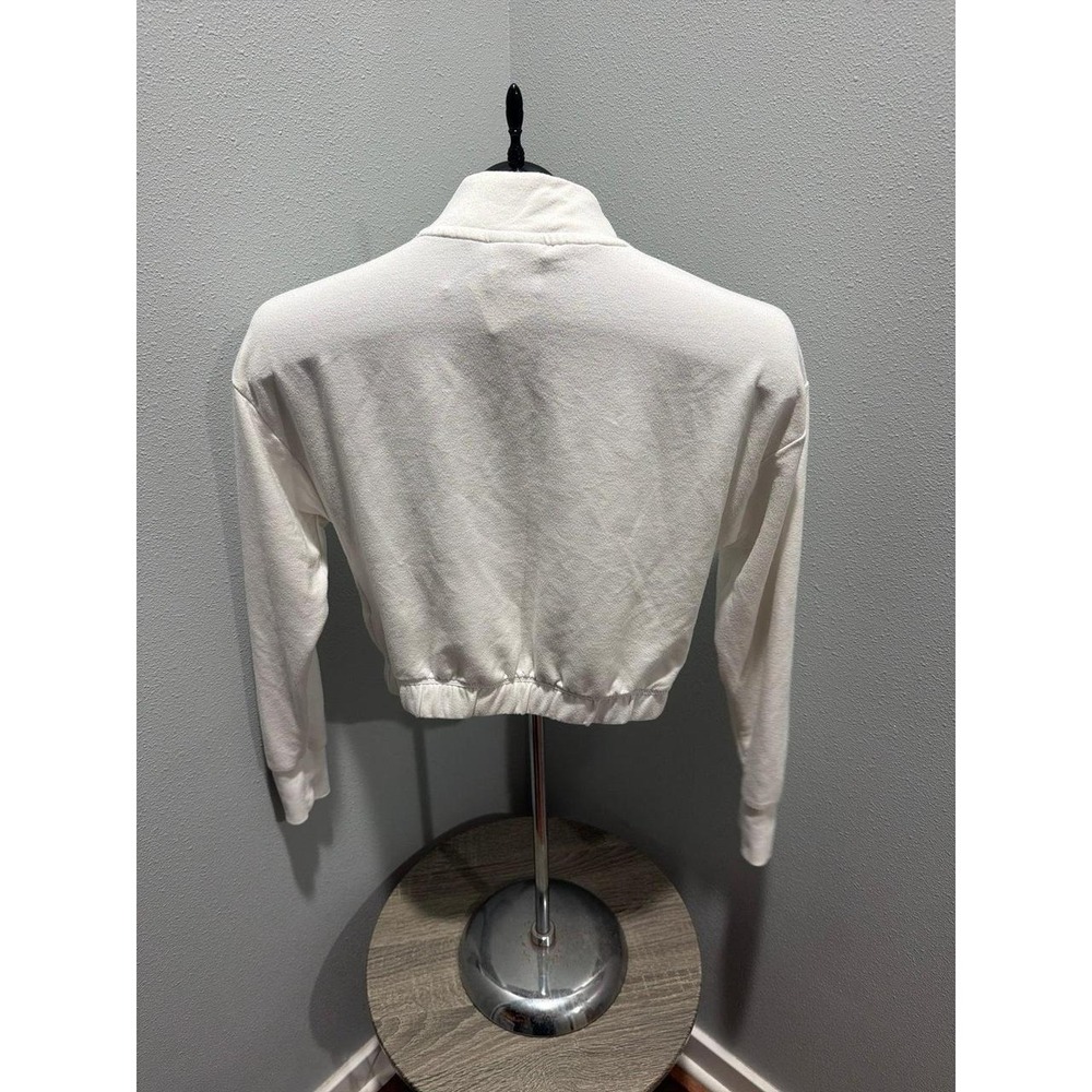 Gymshark XS White Crop Quarter Zip Pullover Long Sleeve Top - Picture 2 of 3